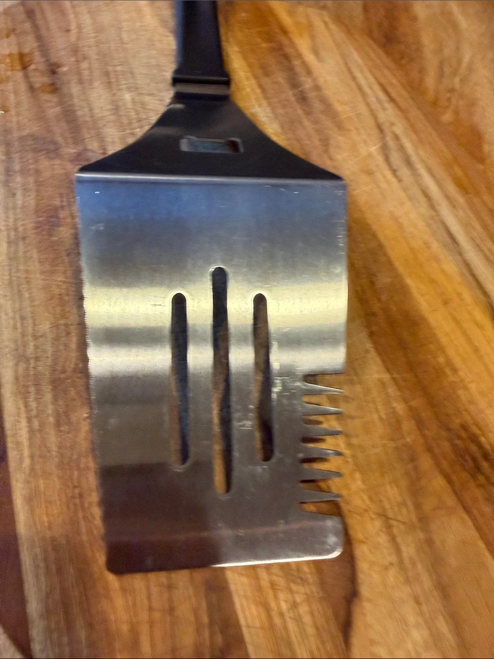 NWOT Pampered Chef Bar-B-Boss Stainless Steel Slotted Spatula with Black Handle